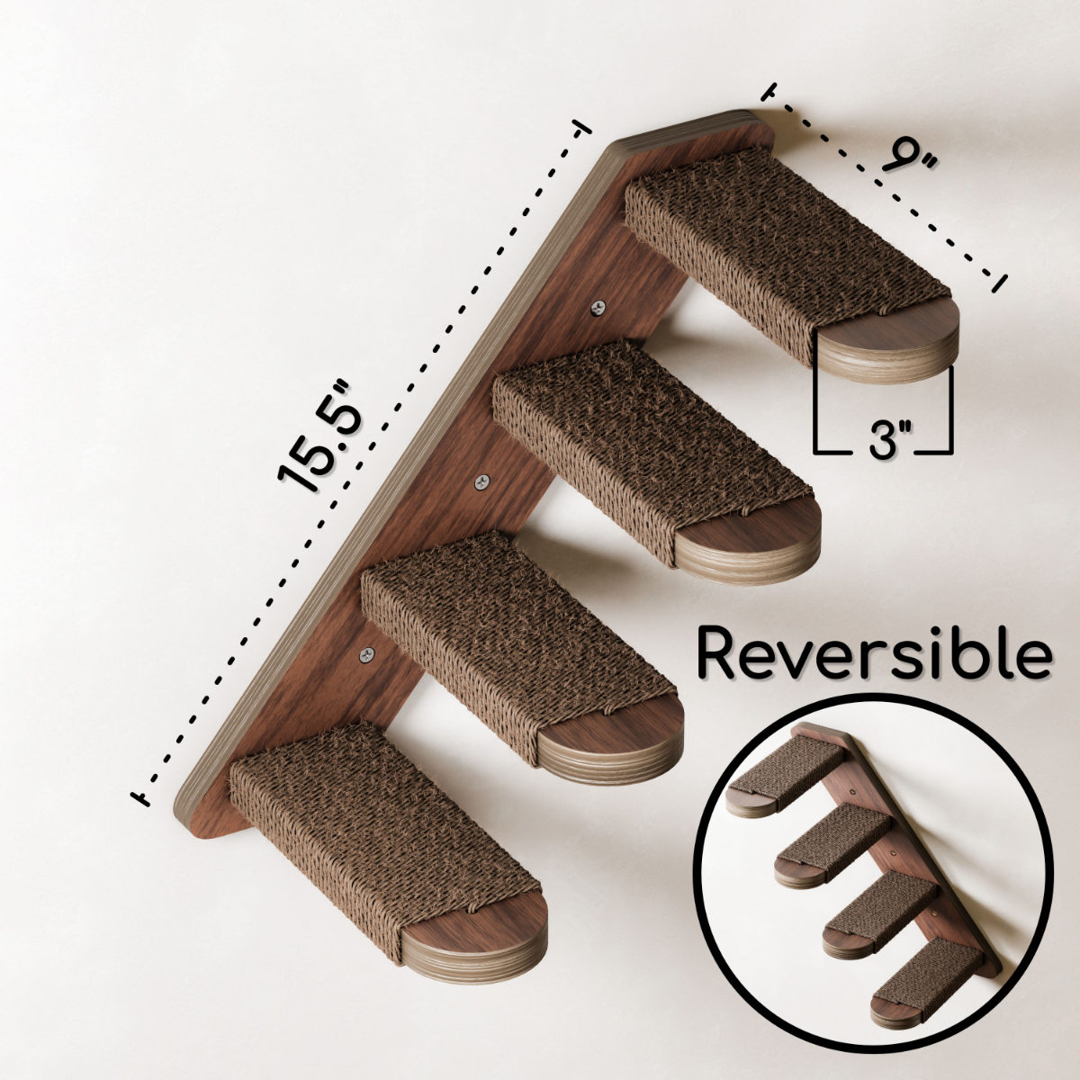 Enlarged cat stairs on a wall